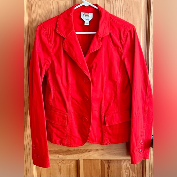 Talbot’s Stretch Women’s Red Blazer Jacket Button Front Cotton Size 10 Classic - Picture 3 of 12